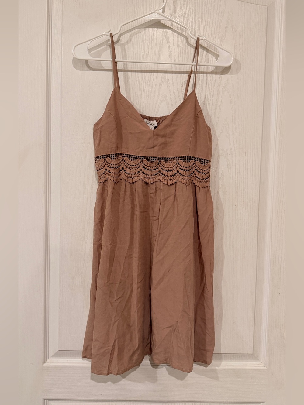 Birch and Stone Spaghetti Strap Boho Dress in Tan